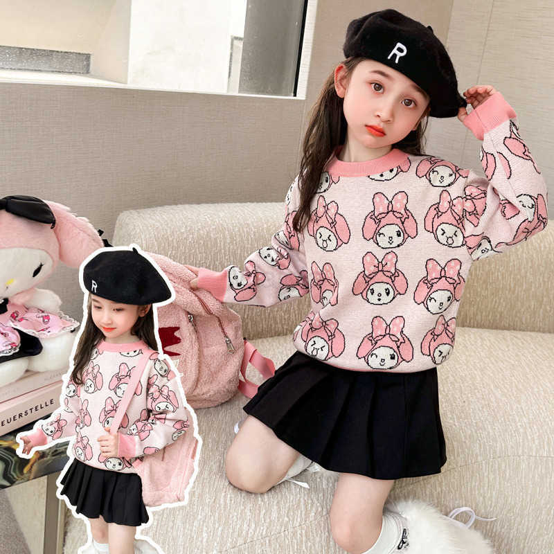 Sanrio Girls Sweater 2025 New Autumn Childrens Knitted Base Shirt Autumn Winter Big Kids Outerwear Girl My Melody Innerwear H251105