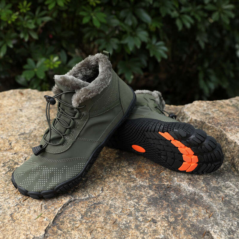 Five Finger Elastic Strap Wading Shoes, Large, High Top, Winter Snow Boots, Couple Style, Plush and Warm Cotton Shoes 6809
