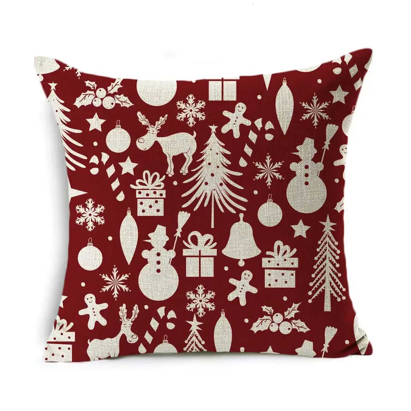Christmas Cushion Cover Home Decoration Linen Striped Plaid Printed Red 1818 inch Pillow Case Sofa Cushion Car Cushion cover Y251105