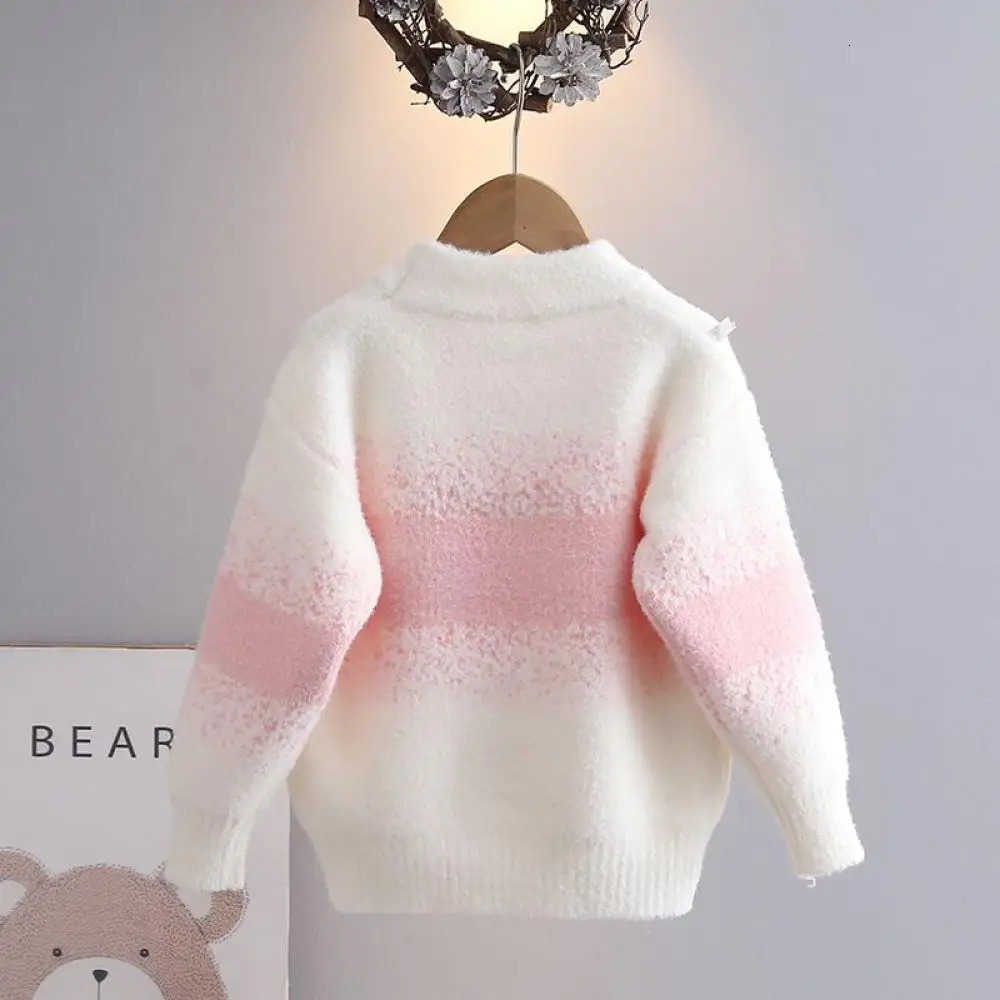 Sanrio Girls Hello Kitty Sweater Autumn Winter Cute Pullover Knitted Sweater Cartoon Bottoming Shirt Childrens Leisure Base Top H251105