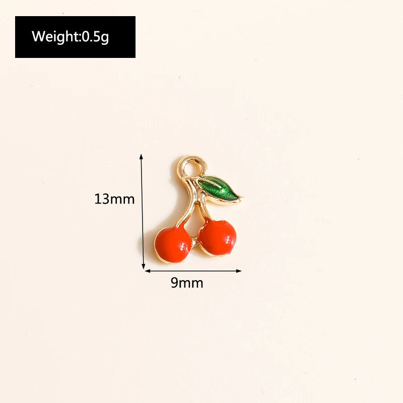 10 pieces of 9 1m enamel mini fruit cherry amulet earrings pendant necklace handmade DIY jewelry accessories 250325