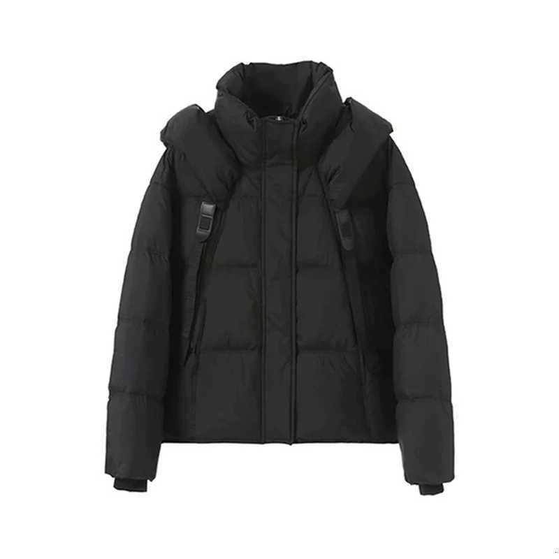 Winter Short Hooded Warm Down Jacket Female Zipper Solid Loose Quilted Jacket Women White Duck Down Thick Fluffy Parker OutwearsT251105