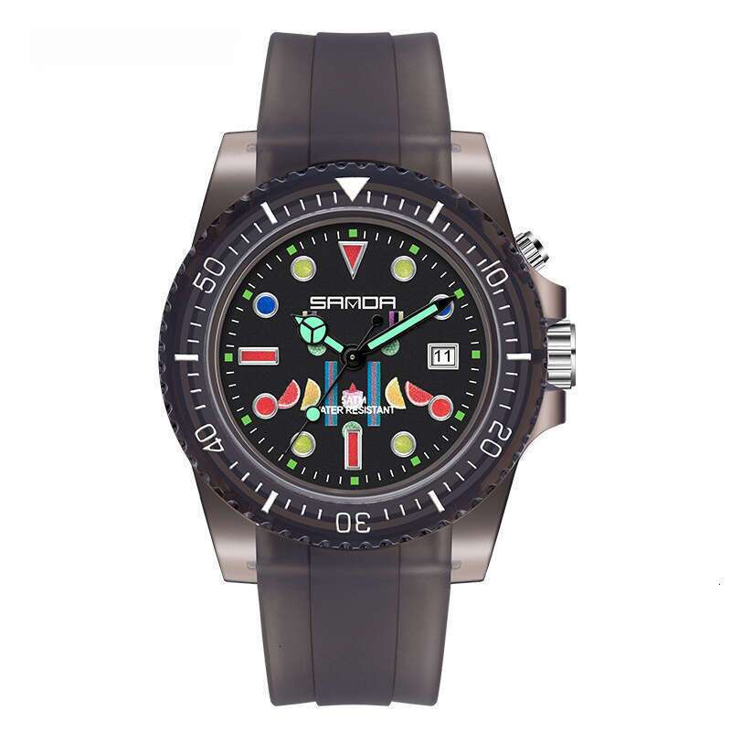 DHwatches Sanda New Single Display Dual Calendar Luminous Student Simple Personality Transparent Strap Men's and Women's Wristwatch