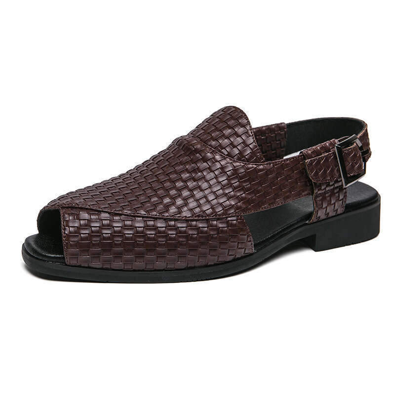 Large breathable sandals, low cut 2023 summer woven leather shoes, men's shoes in sizes 38-48, sandals