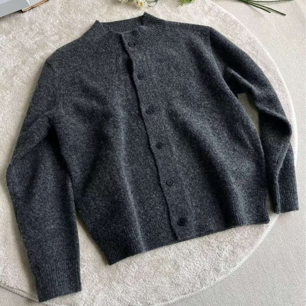 Cross-Border INS Trend Autumn New Fashion Ribbed High Neck Button Cardigan Knitted Men's Sweater Inner Jacket B5