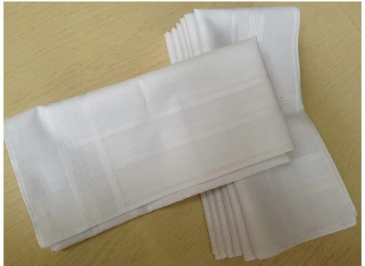 10pcs/lot 100% Cotton Solid White Men Handkerchief Export item 40cm*40cm Square Hankies Plain White Handkerchiefs 250403