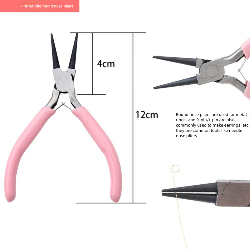 Handmade DIY pliers, pink pointed nose pliers, jewelry pliers, multifunctional round nose pliers, mini jewelry winding and bead tools