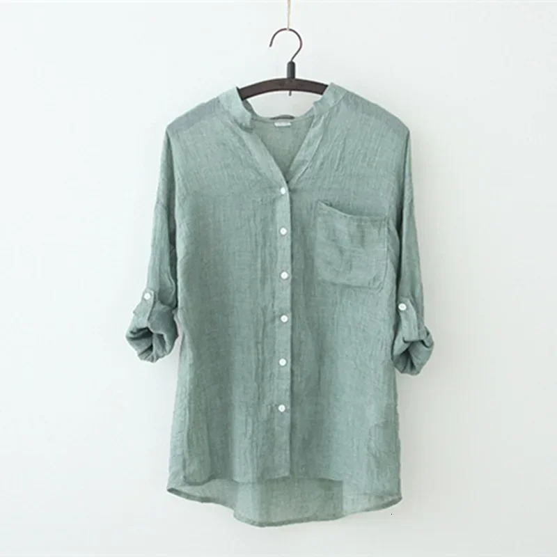 Elegant Feminine Shirts Cotton Linen Large Size Blouses Fashion Woman Vintage Blouses Summer Korean Style Clothes 250402