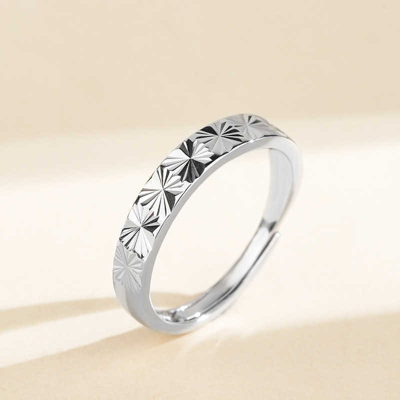 S925 pure silver star-shaped ring for women, adjustable opening finger ring, flower-shaped craftsmanship, shiny and simple design Z251105