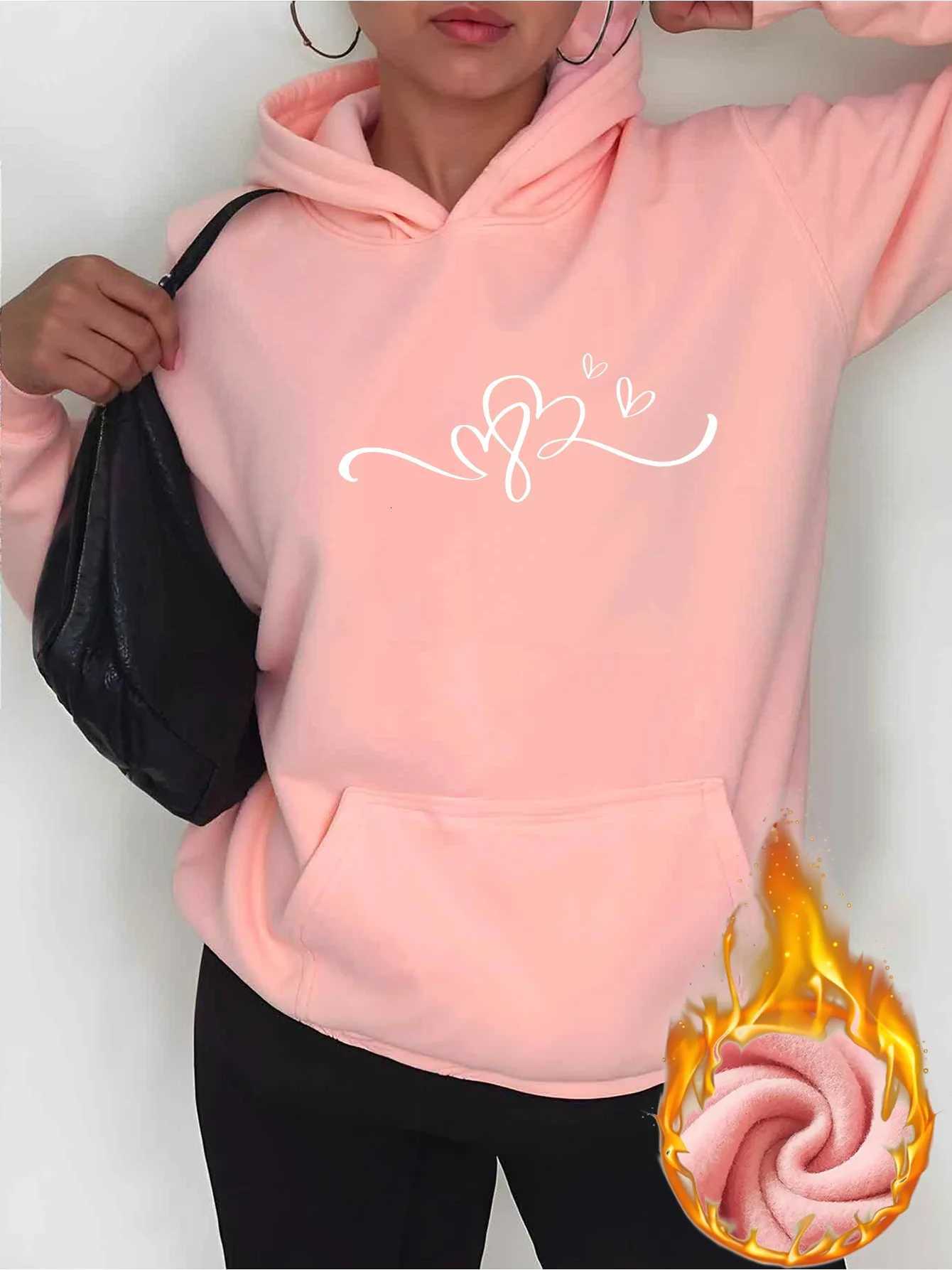 2025 Autumn and Winter Womens Hoodie Heart Floral Print Hooded Sweatshirt Comfortable Casual Womens Street Fashion SoftFashionT251105