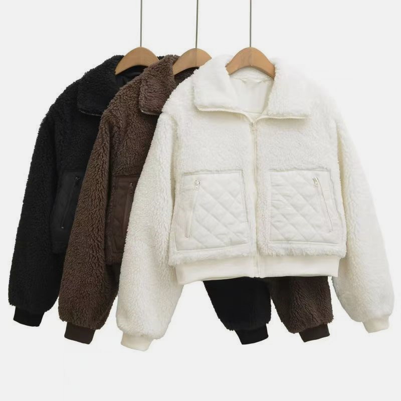 fur coat alfur coat alofleece women aljacket faux thick winter short coat Yoga jacket Designer jacket wool stand-up collar warm outdoor casual zipper outwear coat