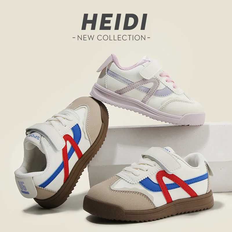 Spring Autumn Children Soft Soled Sneakers Casual Board Girls Forrest Gump Shoes Boys Color Blocked Low Top Velcro White ShoesT251105