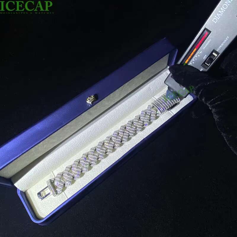 Pass Diamond Tester Vvs Iced Out Baguette Miami Moissanite Hip Hop 925 Sterling Silver Cuban Link Chains Bracelet Men Rapper
