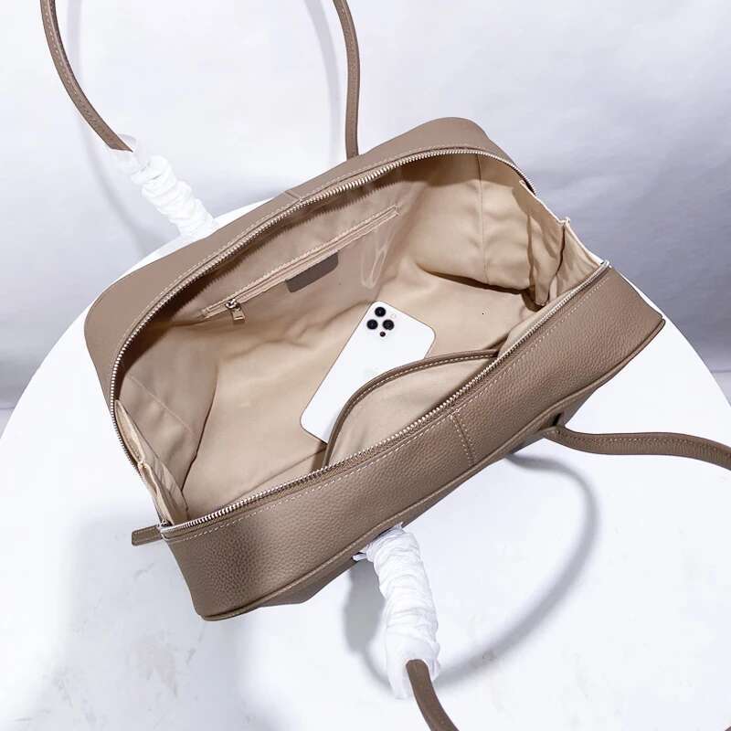 Genuine Leather Boston Bag For Women Designer Handbag Purse 2025 New In Vintage Cowhide Large Capacity Underarm Shoulder