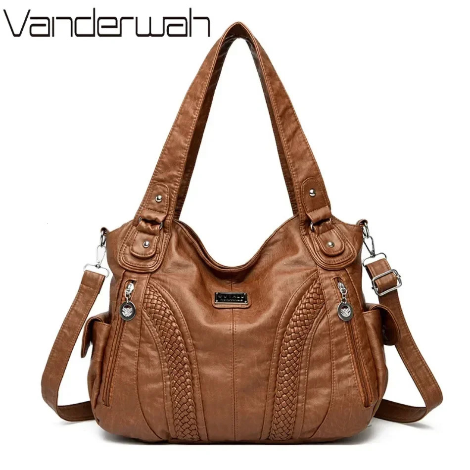 High quality soft leather large capacity womens handbag shoulder cross body 2025 wallet Sac 250401