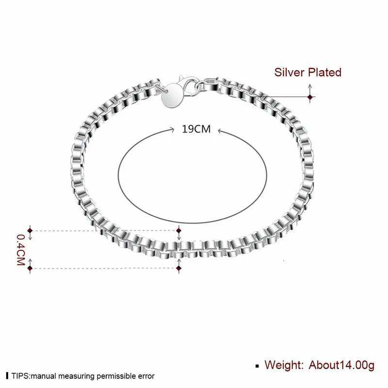 New Charm 925 Sterling Silver 8 Inches 4MM Box Chain Bracelet For Women Men Fashion Jewelry Gifts Party AccessoriesXJ251105