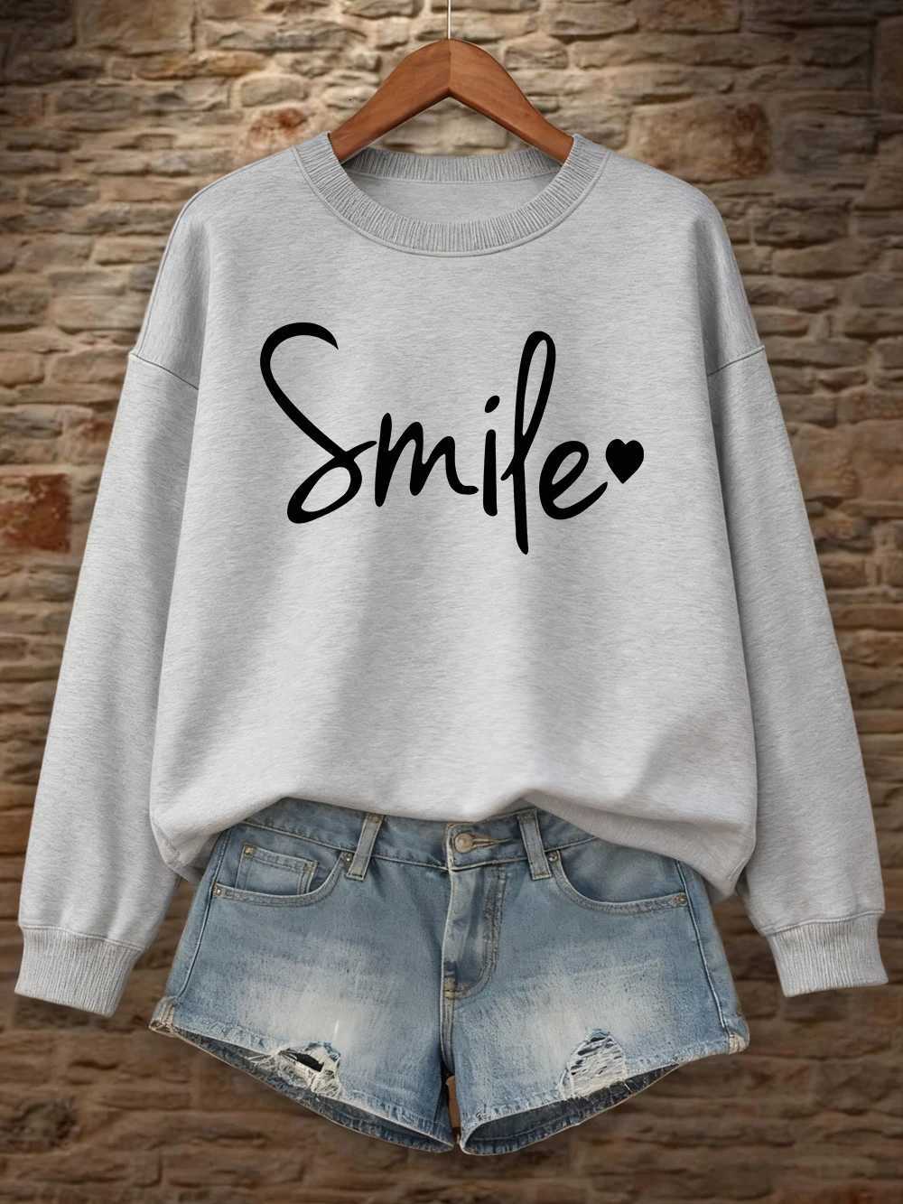 Light Up Love With A Smileprints Sweatshirt Womens Loose Sporty Hoodies Fleece Warm Crewneck Tops Winter Comfortable ClothesT251105