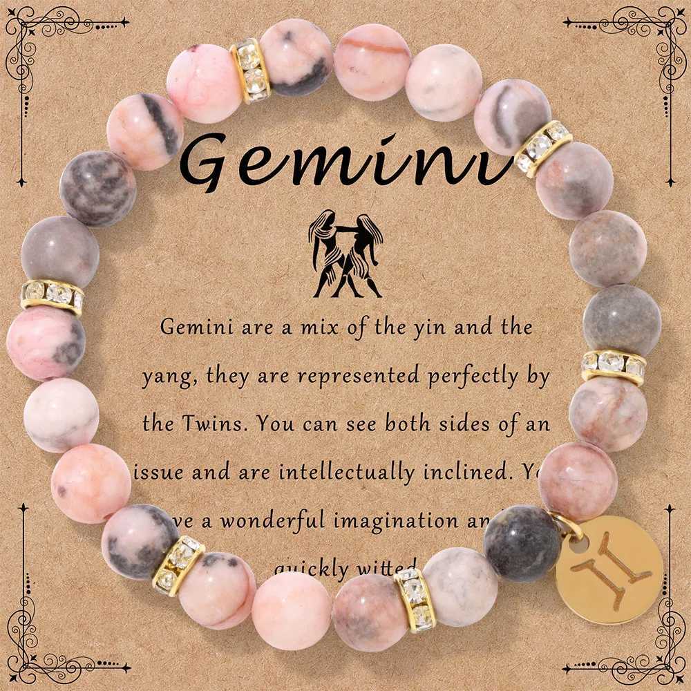 MHSSUN 12 Star Zodiac Sign Pink Zebra Stone Beadeds Constellation Fashion Birthday Party Jewelry For Women Men C251105