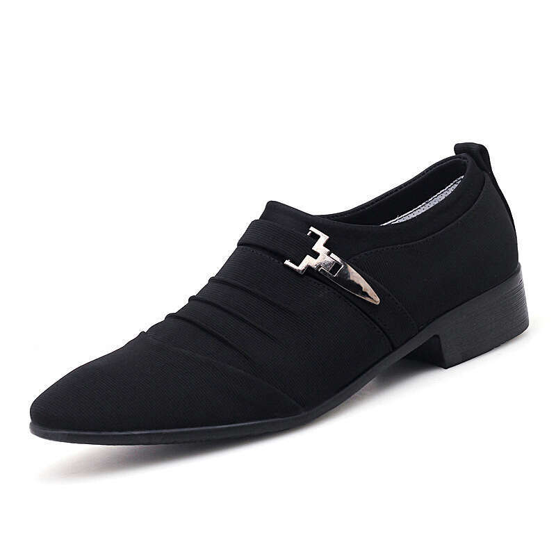 Large Business Casual Leather 38-48 Men's Pointed English Fashion Low Top Cloth Shoes