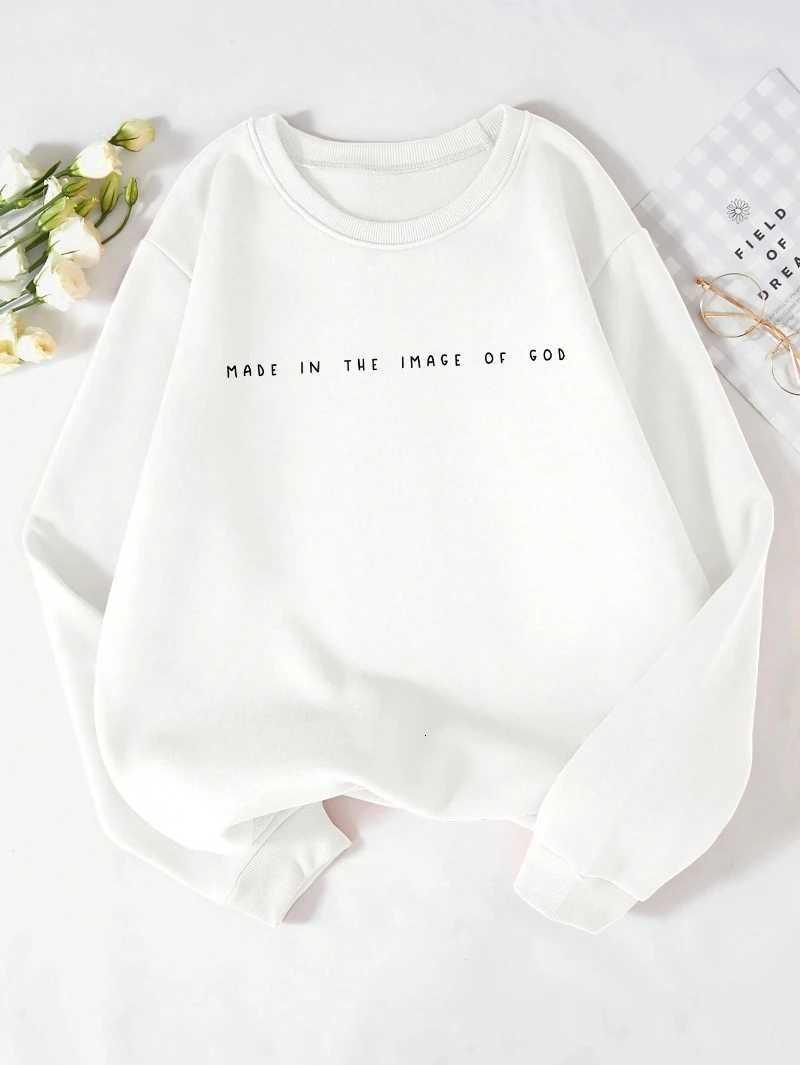 Trend Womens Sweatshirts Made In The Image Of Gad Printing Pullover Comfortable Crewneck Fleece Soft Hoodie Fashion ClothesT251105