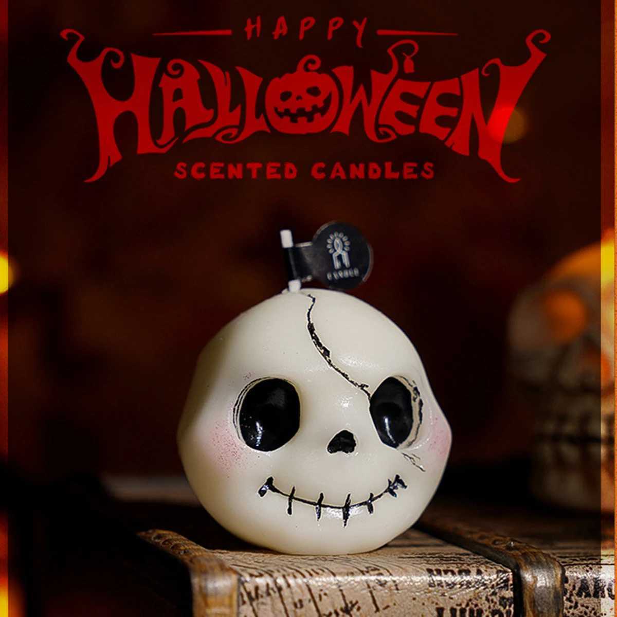 1/3pcs Halloween Scented Candles Set - Spooky Pumpkin Ghost Skull Soy Wax DecorAutumn Festive Home Gifts Trio C251105
