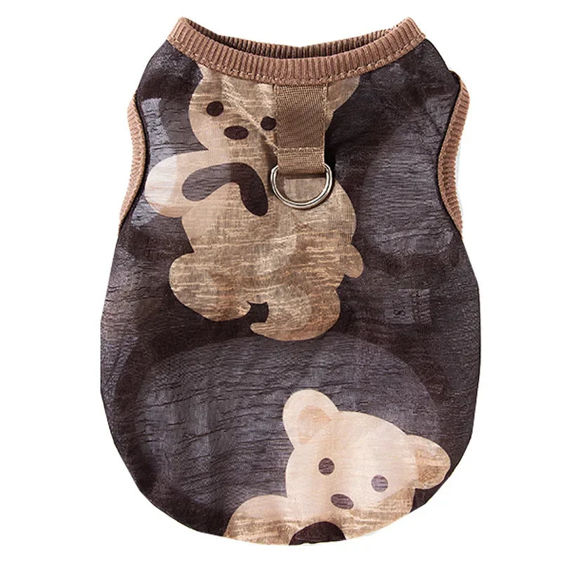 Dog Pet Sleeveless Mesh Bear Traction Vest Cat Breathable Thin Teddy Pet Dog Cooling Vest for Dogs Summer Clothes 250402