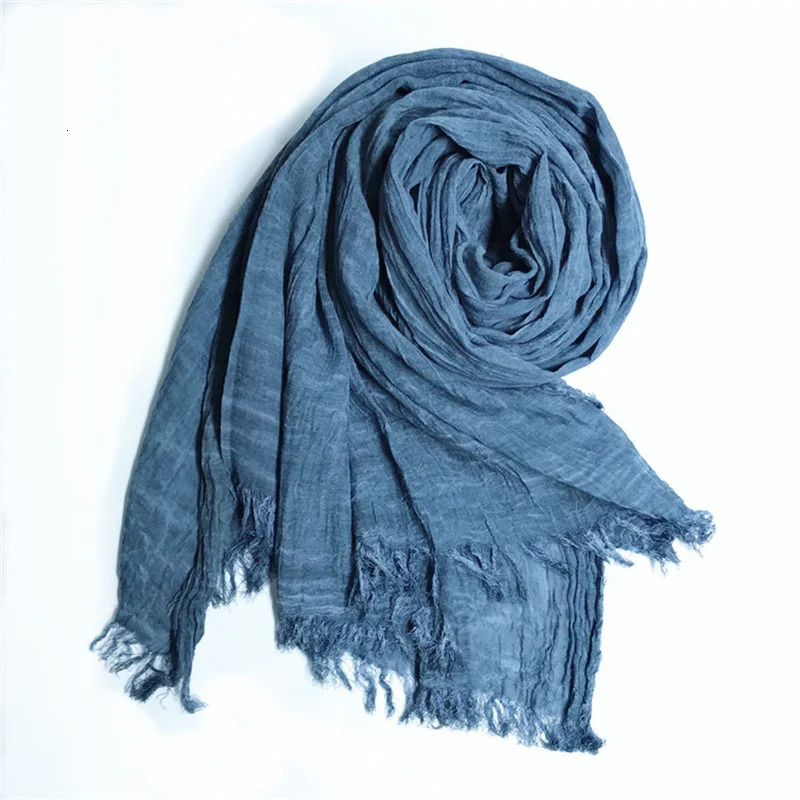 Japanese Style Unisex Cotton Linen Scarf Tie-dyed Autumn Winter Men Scarves Wraps Korean Fashion Mens Bufandas Male Accessories 250403