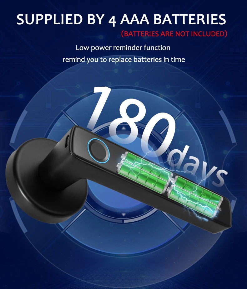 Tuya Smart Fingerprint Door Lock knob Bluetooth Wireless Digital Door Lock Keyless Entry Door Lock Home Security Remote Lock 250402