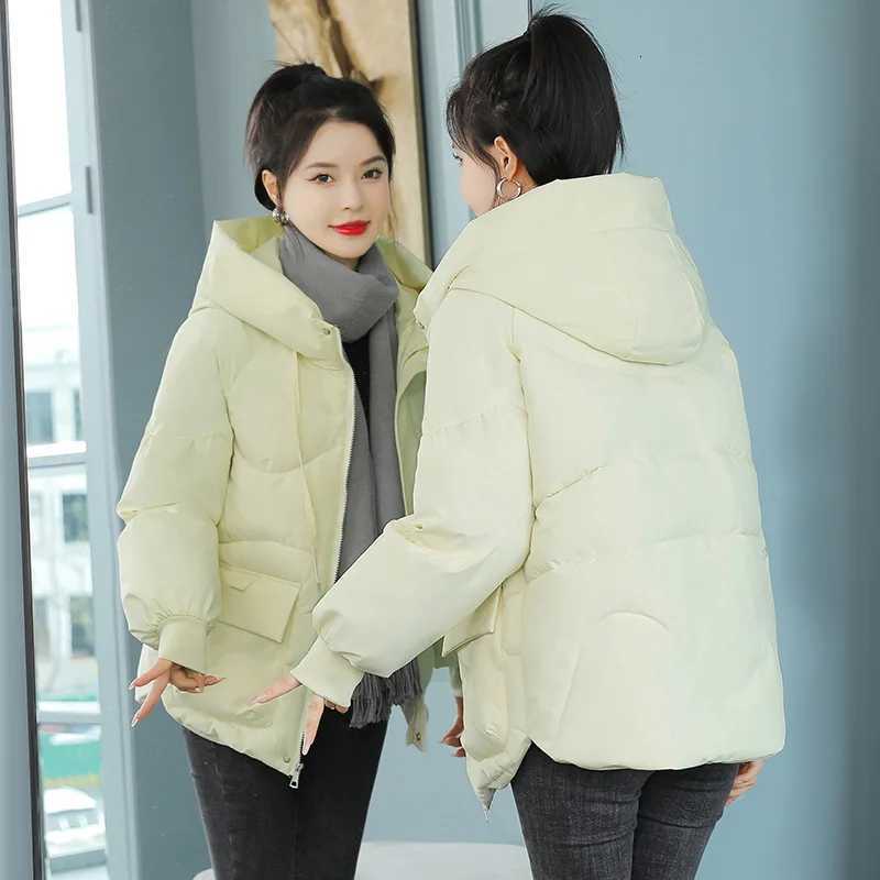 Women Winter Cotton Jacket Korean Loose Hooded Cotton Coat 2025 Winter New Warm Thickened Parkas Coat Women Plus Size Basic CoatT251105
