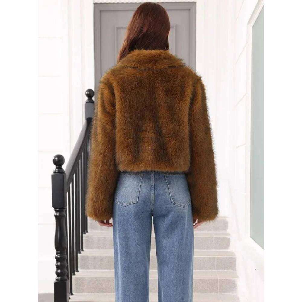ZADORIN Winter Faux Fur Coats Woman Short Fluffy Jacket Trend Turn Down Collar Full Sleeve Zipper Warm Womens Coat Y2k Clothes