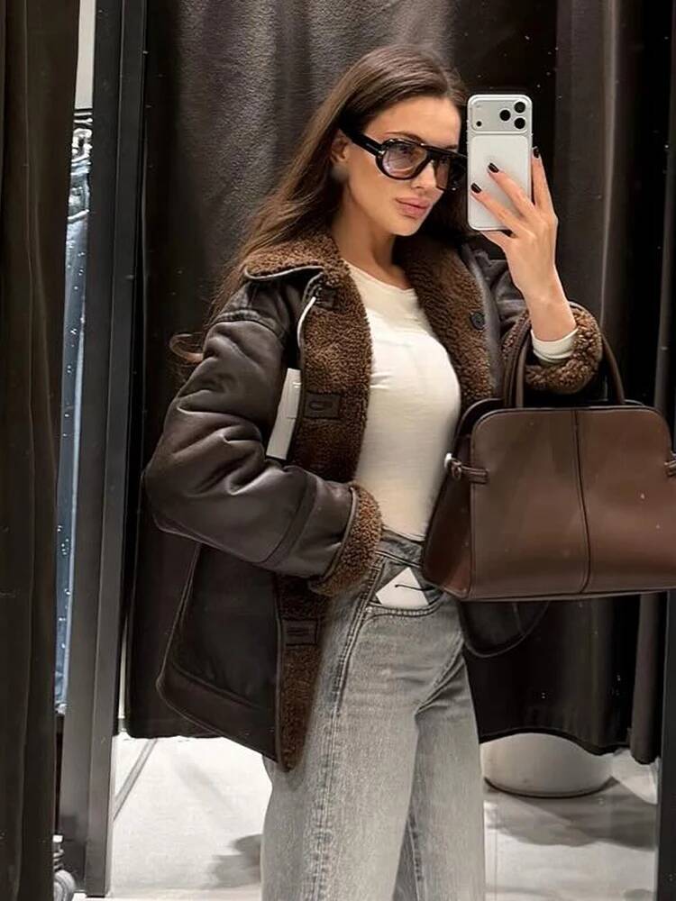 winter jacket women HH Woman Fashion Casual Street Style Jackets Women Lapel Single Breasted Pocket Decoration Coat Long Sleeve Winter Warm Jacket