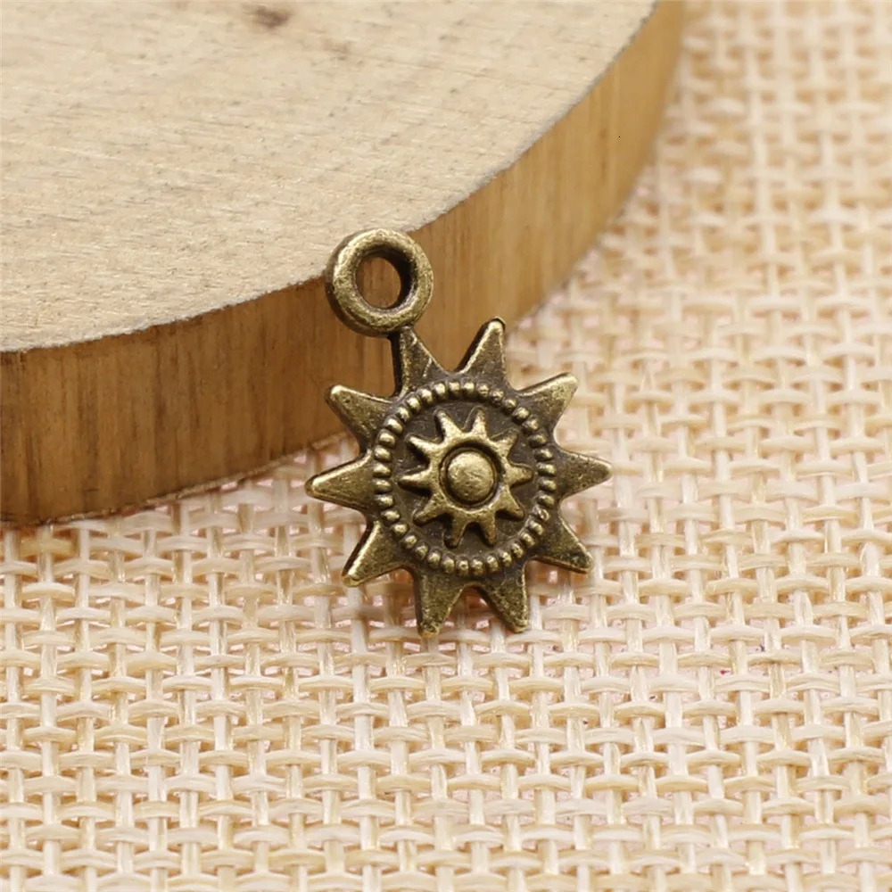 20 piecesbatch Charming Little Sun 17 12mm Xizang gold bronze silver color pendant antique jewelry making DIY handicrafts 250325