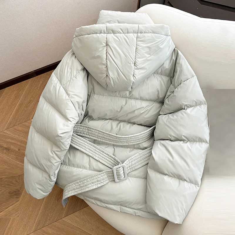 ZAROY Women Winter Hooded Cotton Padded Jackets With Belt Solid Fashion Female Thicken Windproof Puffer Coat Loose Snow OvercoatT251105