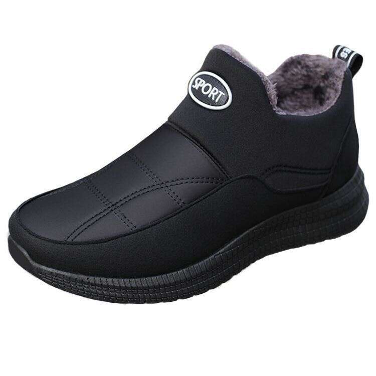 Middle aged elderly people's northern warm snow boots, medium high top sleeves, father's cotton with plush lining, hiking and tourism shoes