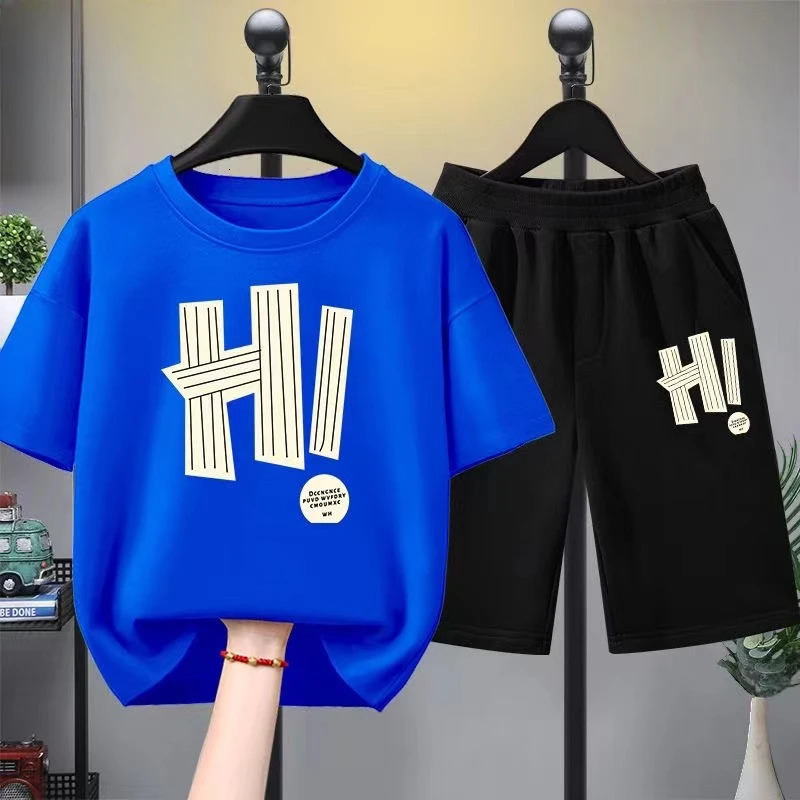 Summer baby girl clothing set childrens boy letter printing Tshirt and shorts 2piece short sleeved top 250325z