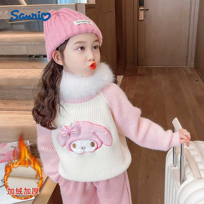 Sanrio Girls Sweater Autumn Winter 2025 New Fashionable Baby Girl Base Shirt Princess Childrens Knitted Top Winter H251105