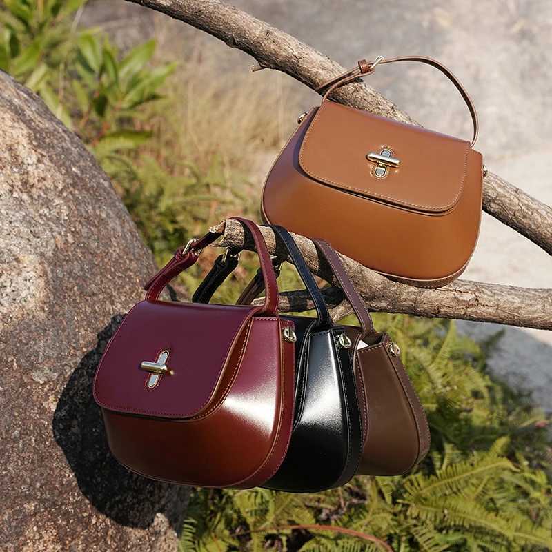 Hifashion Luxury Genuine Leather Saddle Small Shoulder Crossbody Bags For Women 2025 Trend Designer Purses Tote Ladies Handbags Z251104