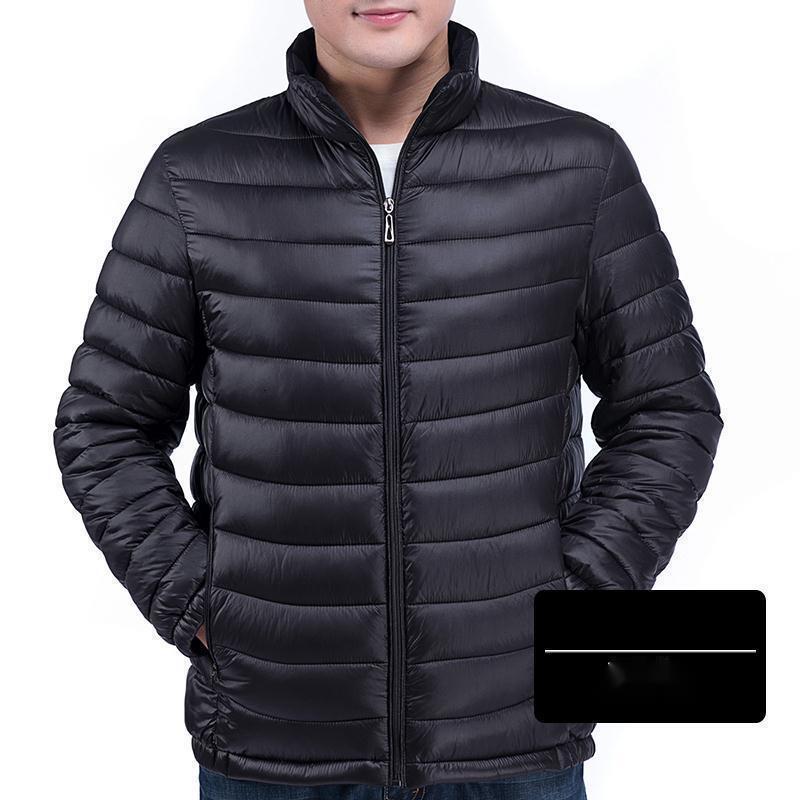 Stand Collar Hooded Down Cotton Jacket for Men, Lightweight Youth Short Style, Plus Size, Autumn Winter