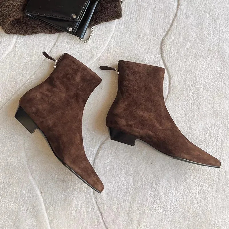Winter Short Plush Women Ankle Boots Fashion Square Toe Short Booties Ladies Elegant Low Heels Largas Booties 251104
