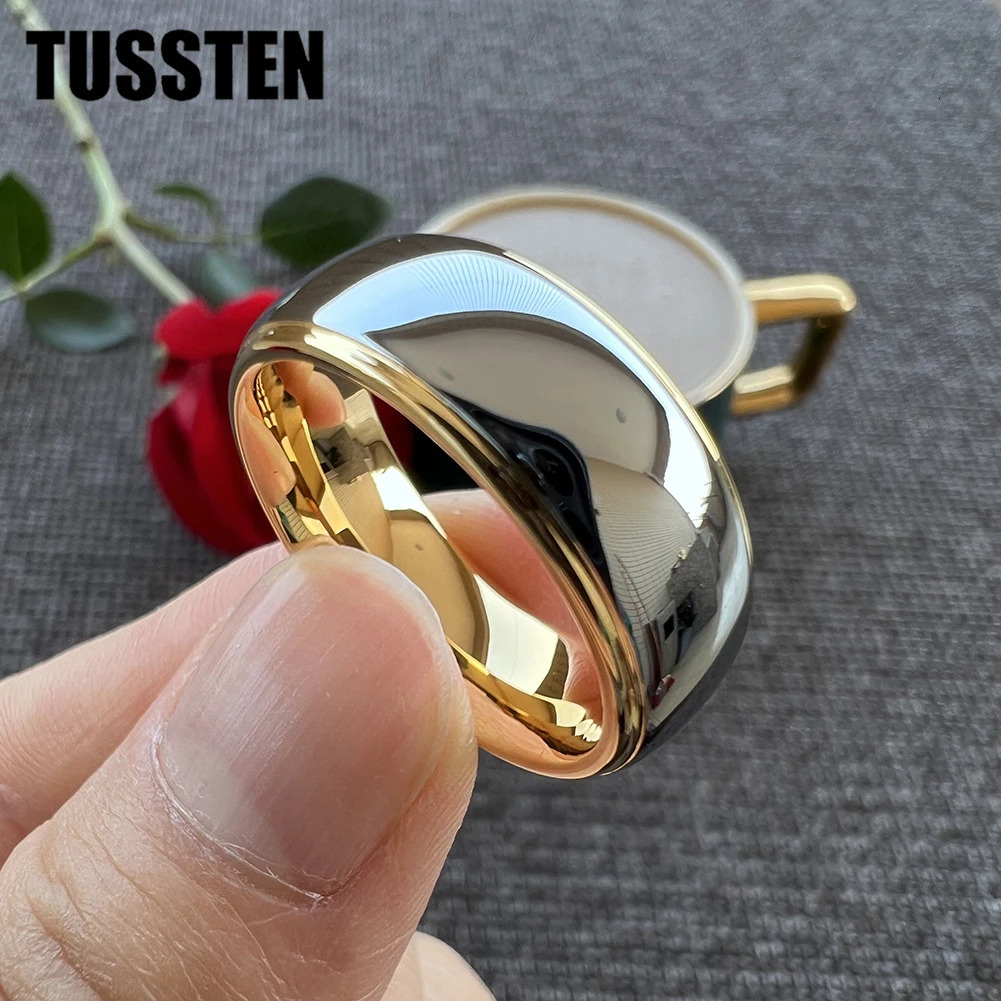 Drop TUSSTEN 6MM8MM Silver Gold Color Men Women Tungsten Engagement Ring Stepped Domed Polished Nice Quality Jewelry 251031