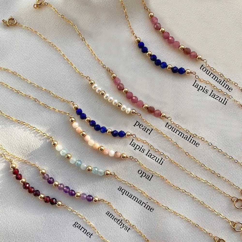 Vlen Stainless Steel Chain Bracelet Natural Stone /Garnet/Amethyst/Aquamarine/Opal Handmade Jewelry for Women HypoallergenicXJ251105