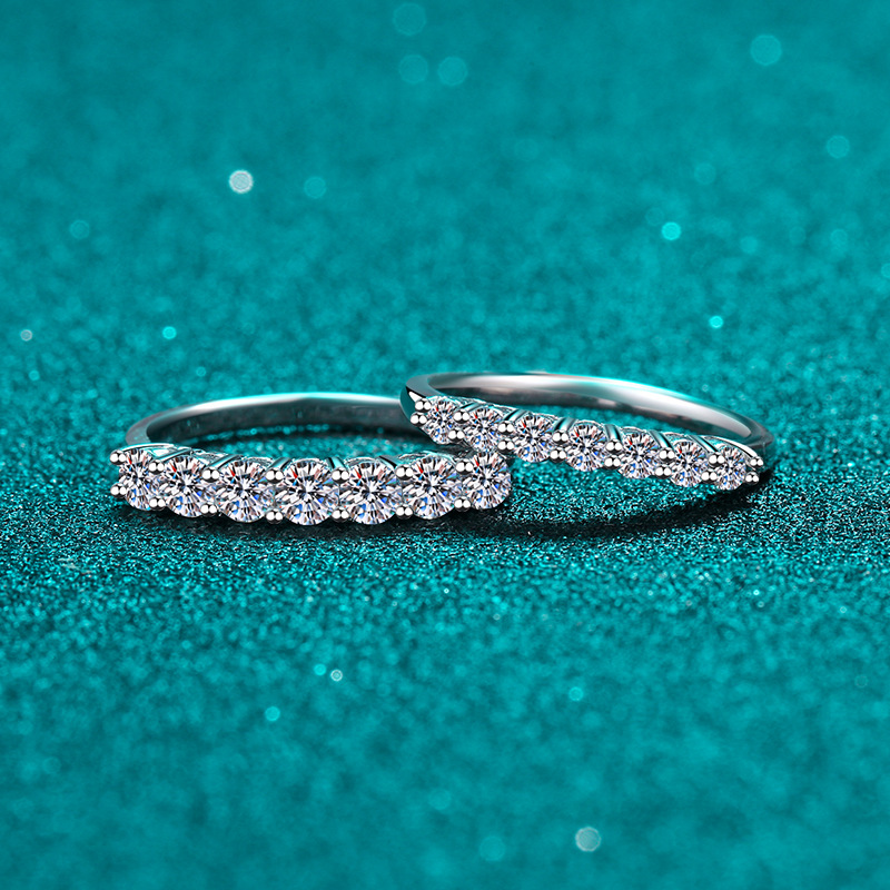 TaiYang GRA 0.28/0.7CT Full Eternity Band Moissanite Pave Ring for Women, Luxurious 925 Sterling Silver Wedding Engagement Diamond Ring Jewelry Gift p