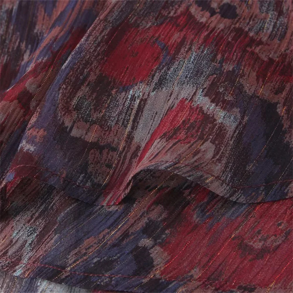 UNIZERA Womens Metallic Line Printed Mini Skirt Layered Decoration Spring/Summer Casual Womens Wear 250402