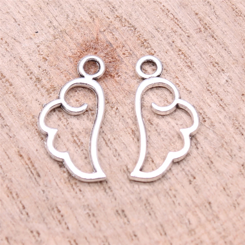 WYSIWYG 40 pieces of 18x9mm 3color cute Little Sky Angel Wing Talisman used for jewelry making bracelet necklace 250325