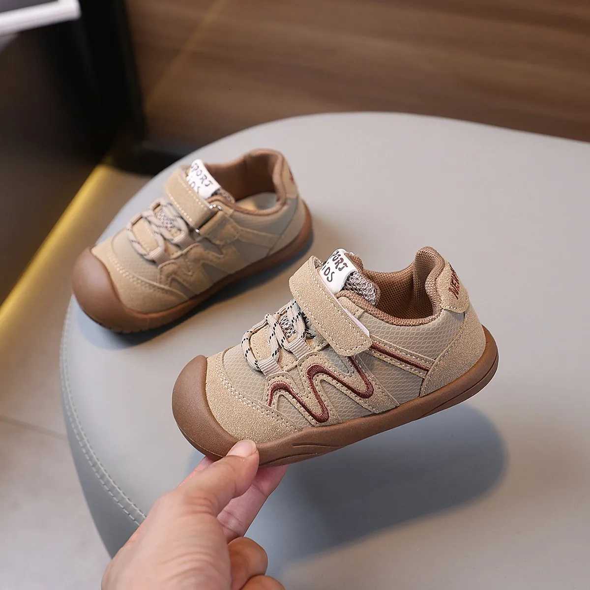 Autumn BoysGirls Casual Shoe Round Toe Hook-loop Mesh Comfy Kids Flat Shoe Solid Colors Anti-slip Daily Children Shoes 4-6YT251105