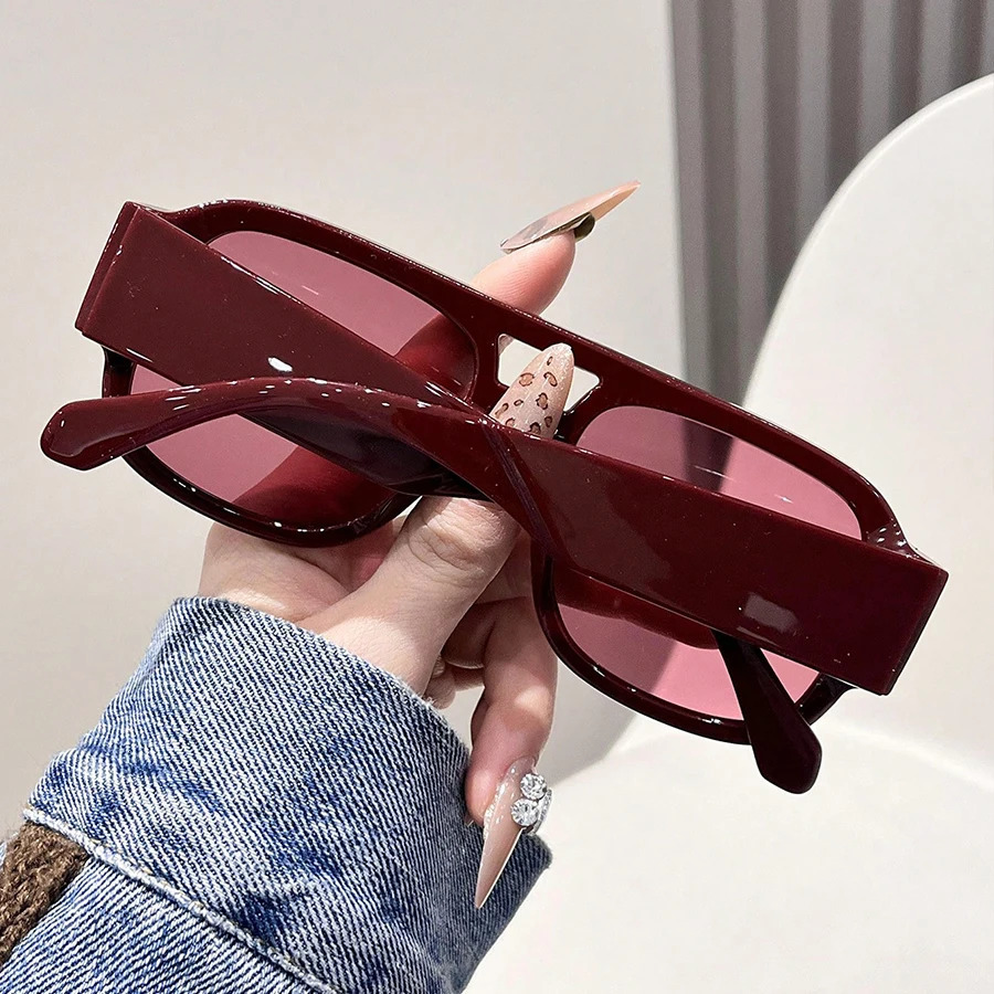 Fashion Double Bridges Square Sunglasses Women Candy Color Retro Wide Legs Men Sun Glasses Shades UV400 251105