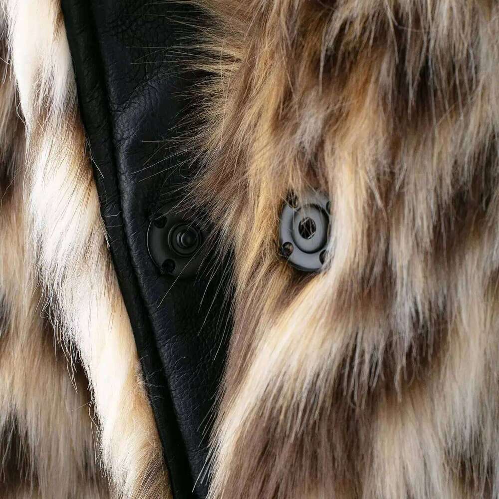 New Winter Shaggy Dot Leopard Faux Fur Coat CHIC Women Lapel Collar Covered Buttons Full Sleeve Loose Short Outerwear