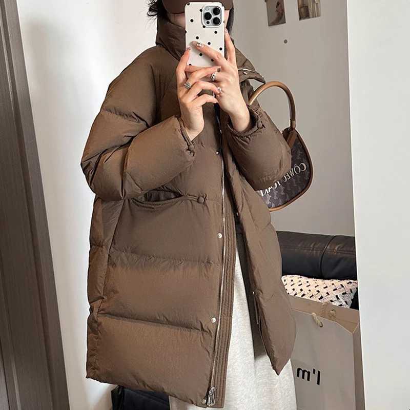 Schinteon Women Down Jacket Stand Collar Casual Warm Autumn Winter Outwear White Duck Down Stand Collar Coat 2024 NewT251105