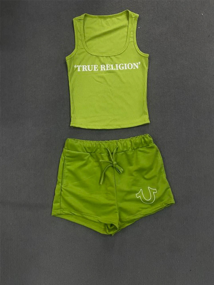 Crop top summer ribbed 2-piece pants set womens Y2K streetwear sexy club graphic cut shirt 2-piece shorts set 250402