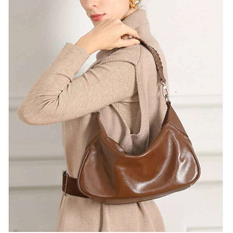 Hifashion Trendy Genuine Leather Underarm Shoulder Bags For Women 2025 Designer Crossbody Hobos Half Moon Ladies Handbags